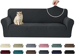 Ystyle Sofa Cover 3 Seater, Universal Elastic Armchair Covers with Armrests, Non-Slip Sofa Cover, Stain Resistant, Furniture Protector for Dogs and Pets, Dark Grey