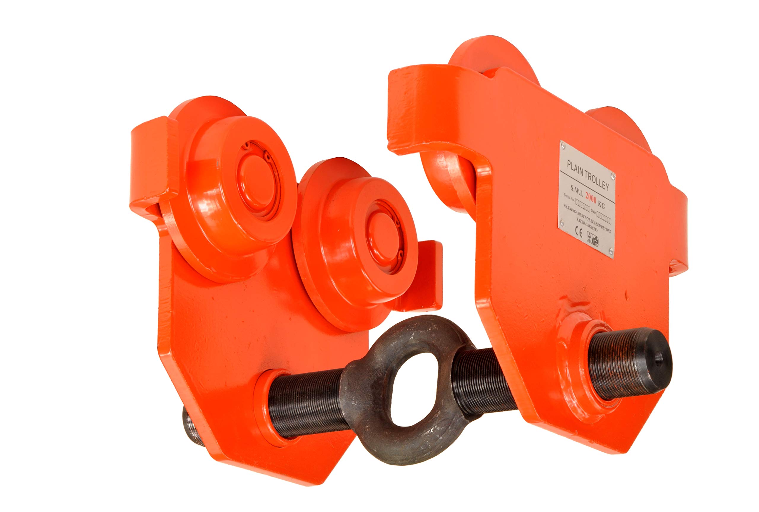 Laufkatze 2000 kg Rollfahrwerk Öse in Gewindestange integriert Handfahrwerk Unterflansch 68 mm – 220 mm Flanschbreite Hallenkran Kettenzug 2t Plain Trolley