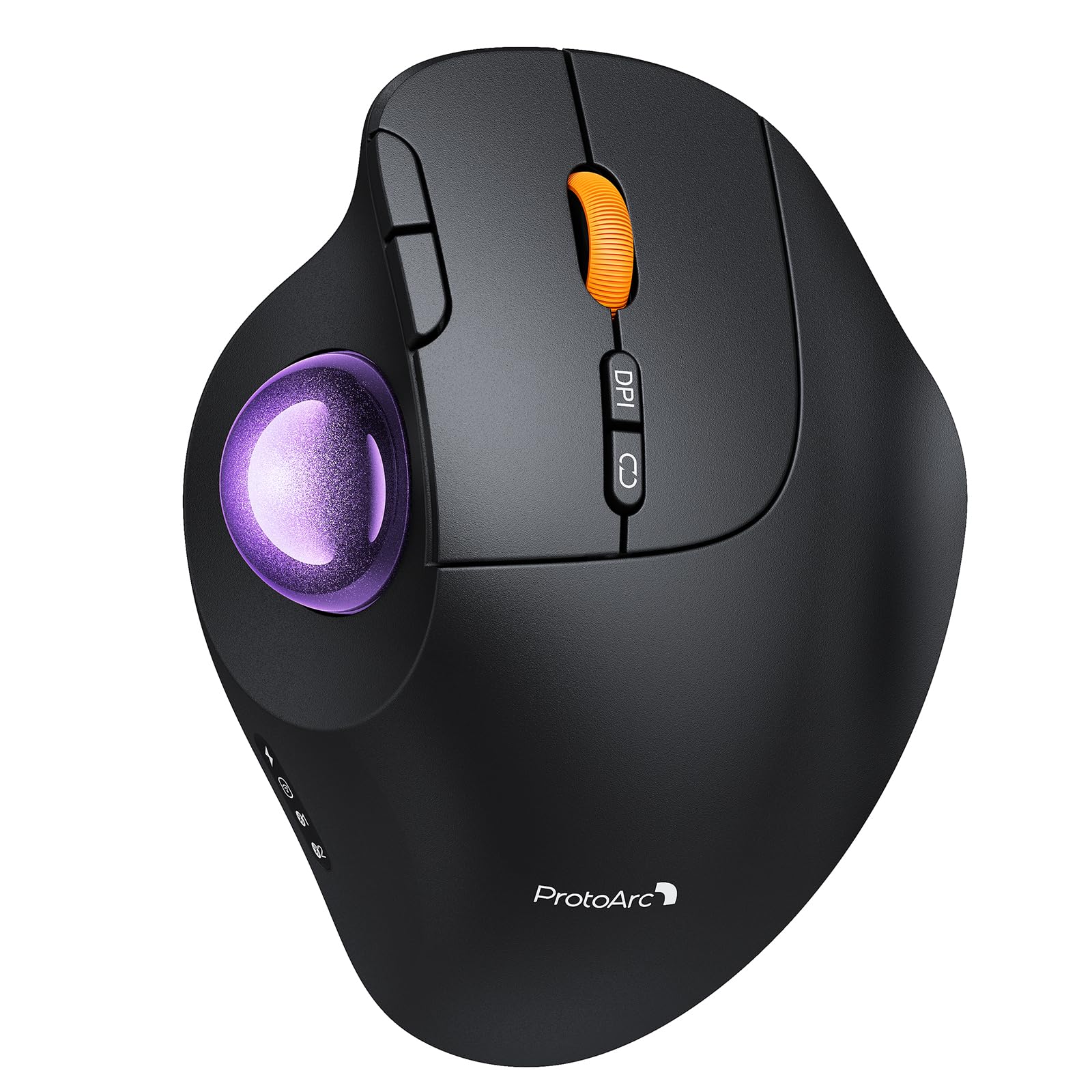 ProtoArc Wireless Bluetooth Trackball Mouse, EM02 Two Adjustable Angle Ergonomic Rechargeable Computer Ball Mouse, 3 Device Connection, Thumb Control and Smooth Tracking for Laptop, PC, Mac-Gray — view 12