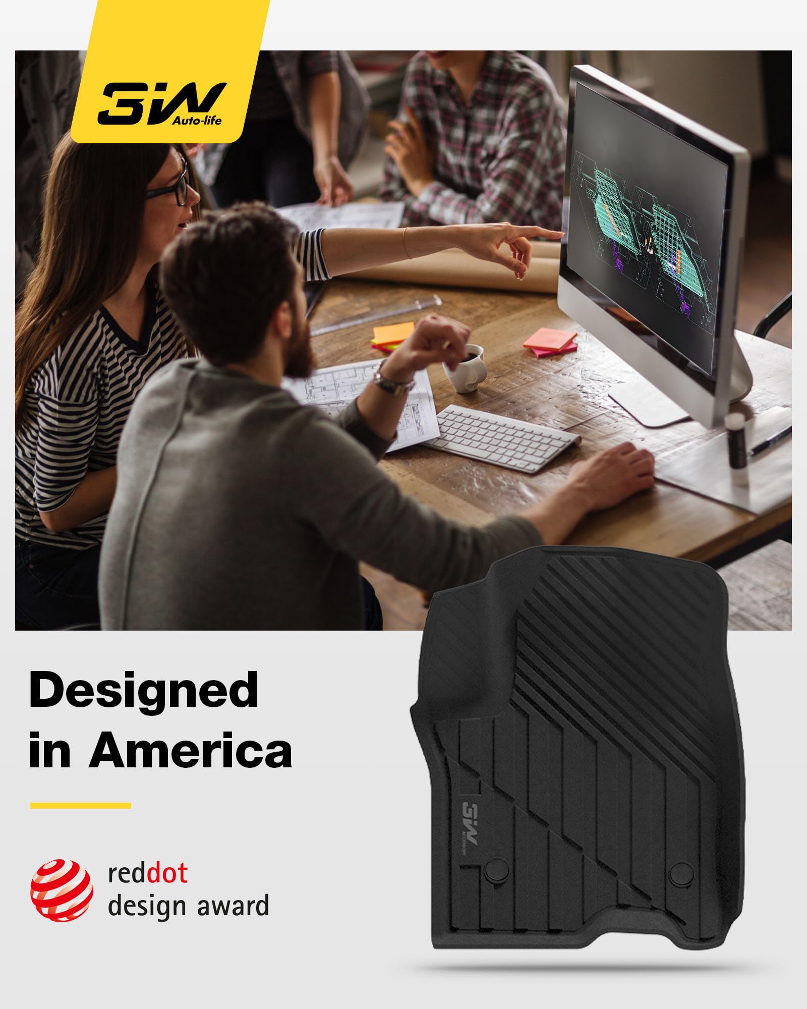 3W Floor Mats Cargo Liner Fit for 2021-2024 2025 Chevy Suburban GMC Yukon XL Escalade ESV 7 Seat — view 8