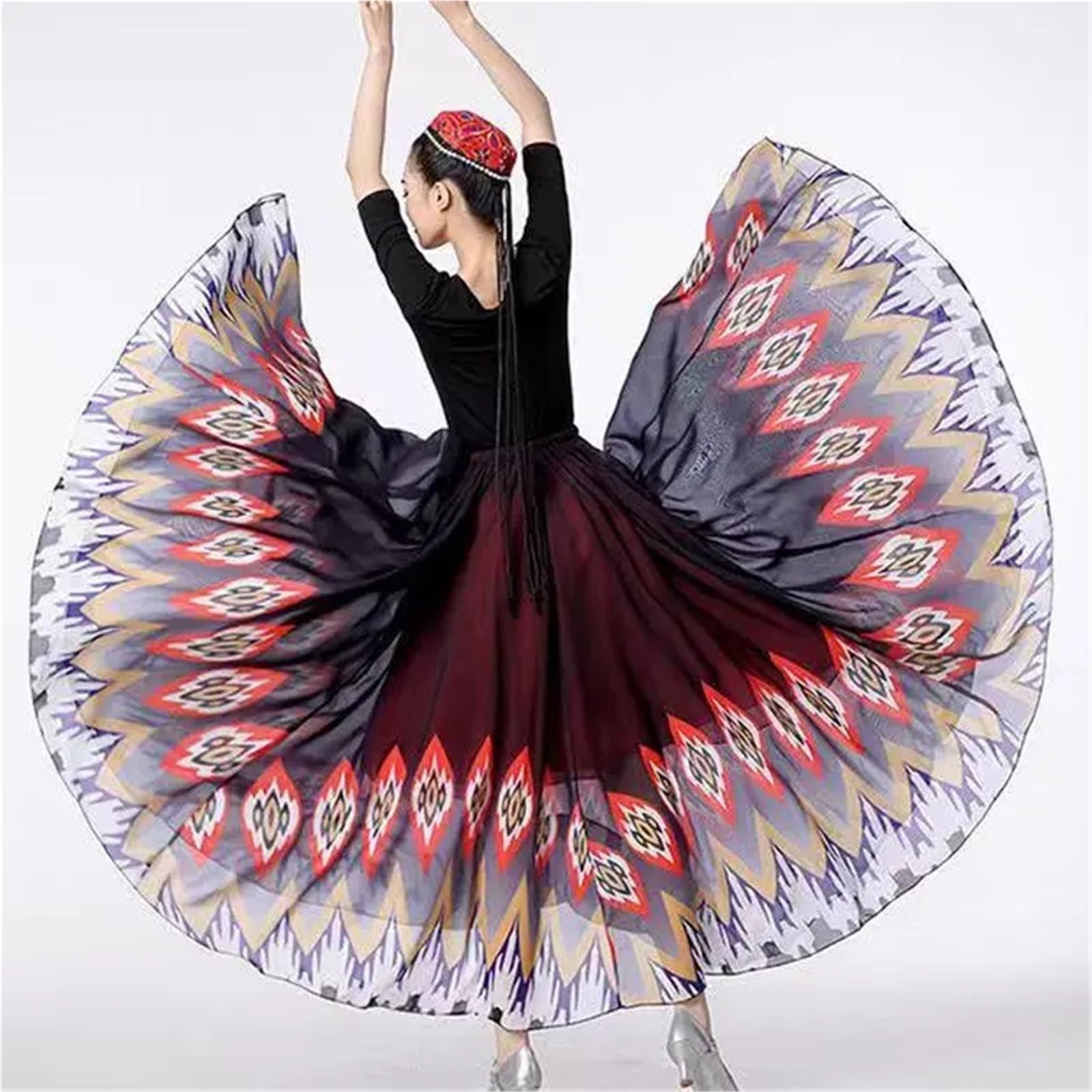 Vestidos de danza flamenca clásica for mujer, faldas baile escénicas 720 grados para Bailar Flamenco