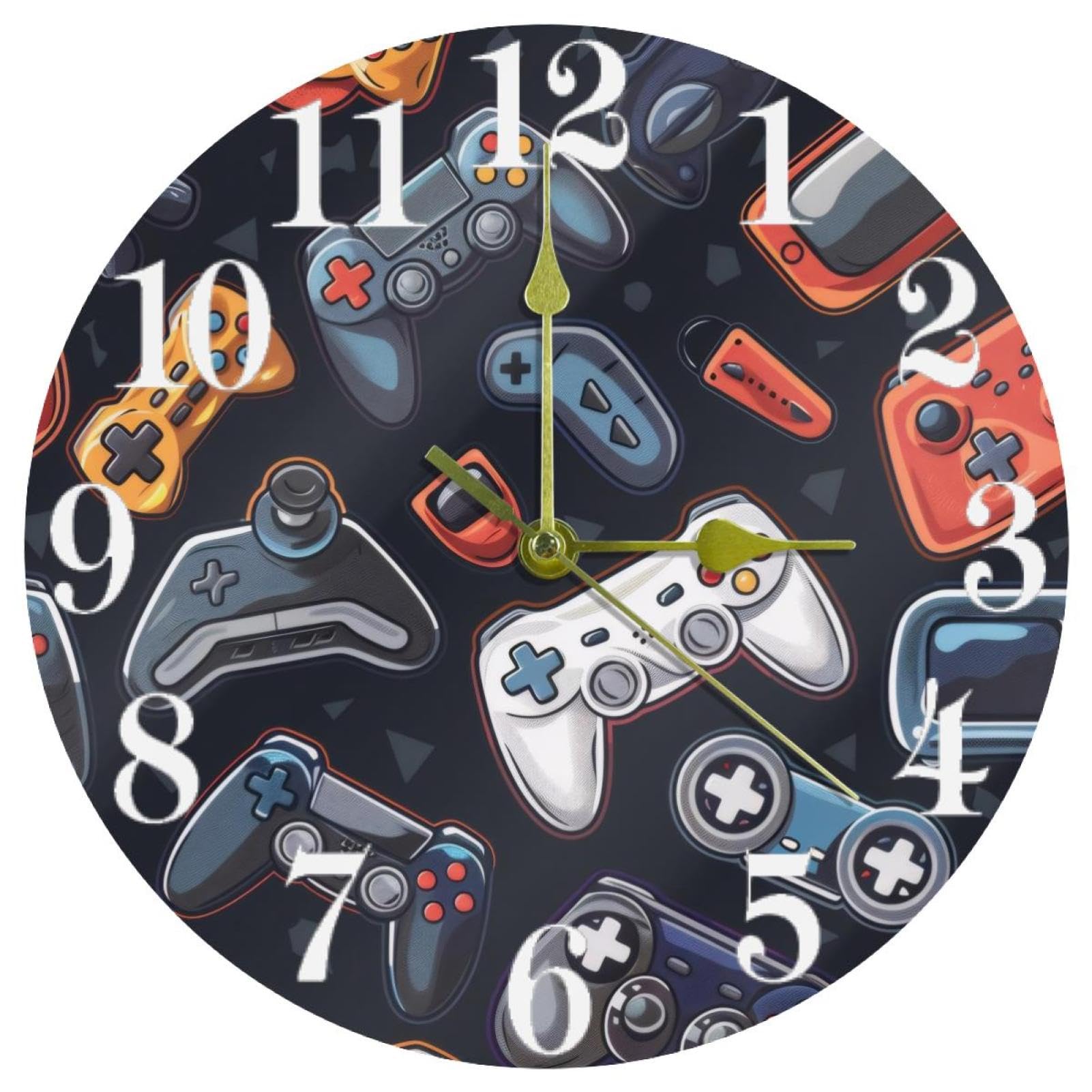 Horloge murale manettes de jeu à quartz silencieuse pour chambre d'ado