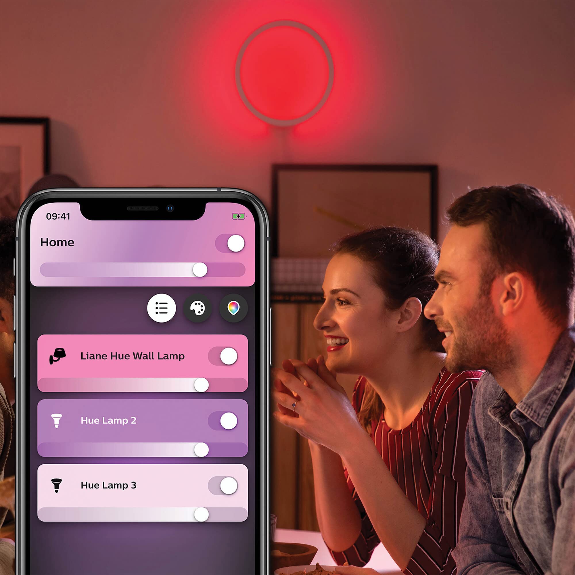 Philips Hue Lámpara, Hue Sana, Aplique Mural LED Inteligente, Luz Blanca, Compatible con Alexa y Google Home, Color Negro