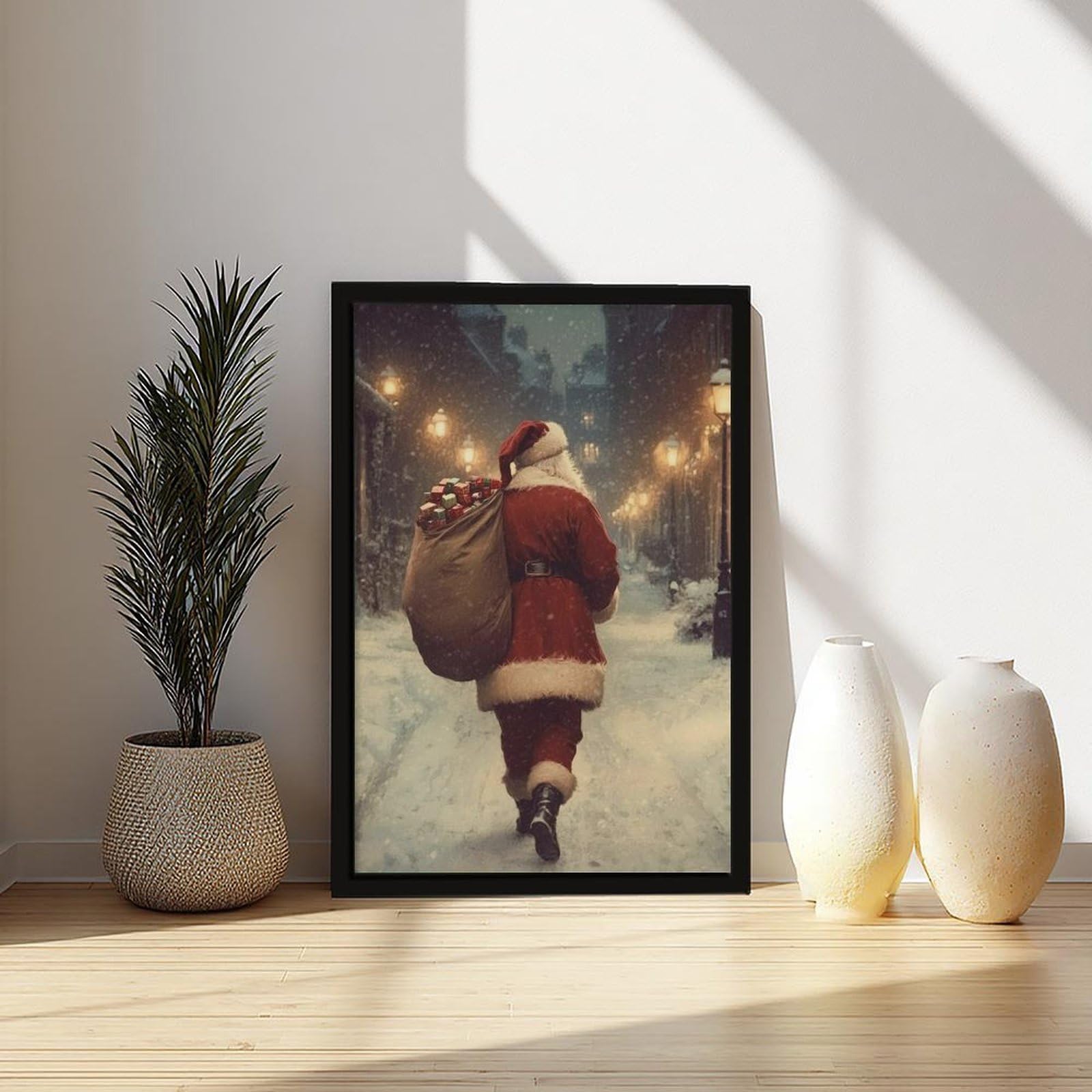 Leinwandposter "Santa Claus Is Coming To Town", Vintage-Weihnachts-Kunst, Wandkunst, Dekor, Bild, Gemälde für Wohnzimmer, Schlafzimmer, Dekoration, 50,8 x 76,2 cm (L x B)