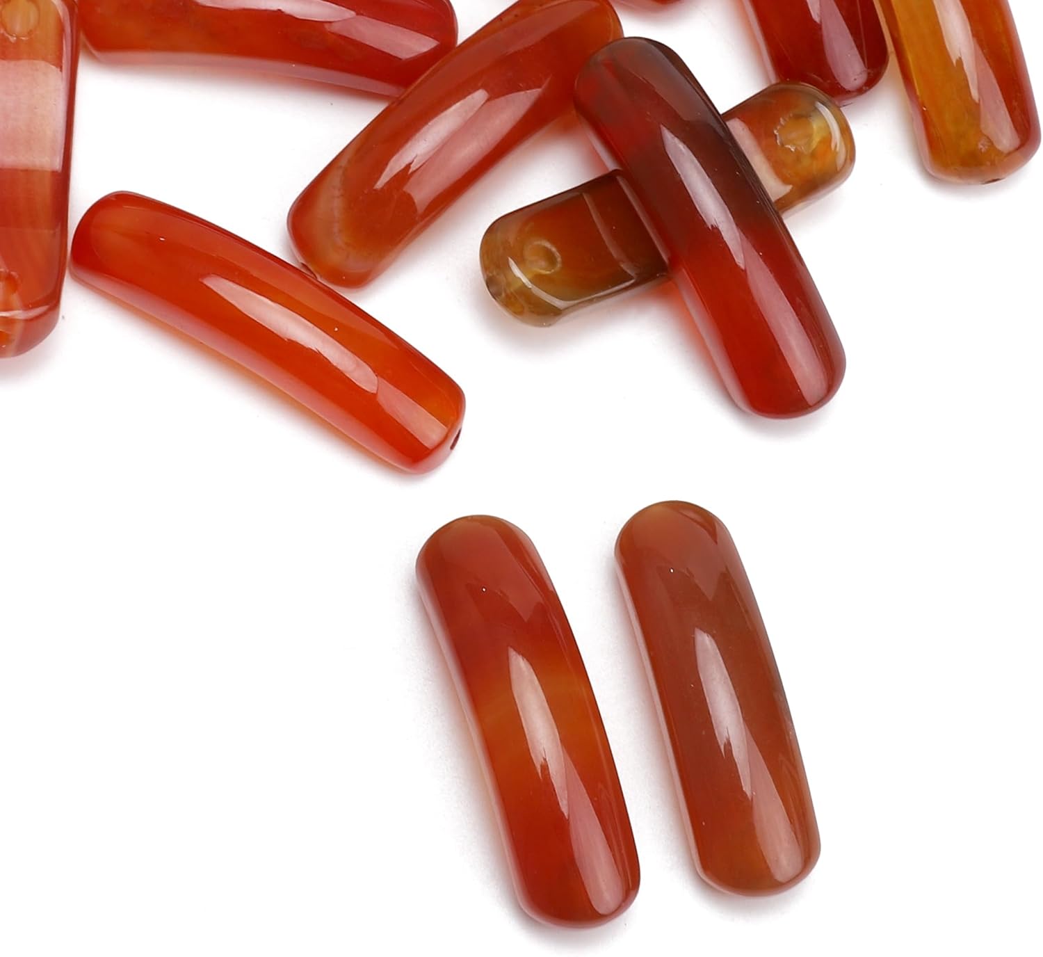 Natural Curved Red Agate Stone Beads 36x10mm 4pcs for DIY Bracelet Jewelry Making - Image 5