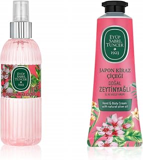 Eyüp Sabri Tuncer Eau de Cologne Japanese Cherry Blossom 150 ml + Crema de Manos y Corporal con Aceite de Oliva Natural 50 ml