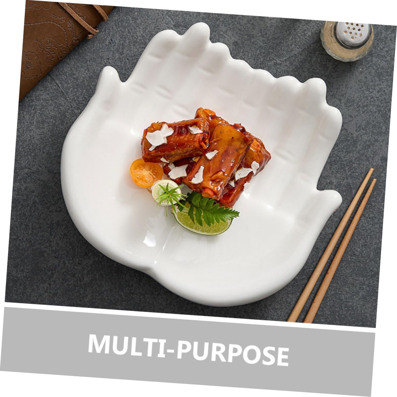 Mobestech Multi Function Japanese Hand Shaped Sushi Plate Ceramic Food Display Dish Lightweight Serving Tray for Sushi Snacks Fish Home and Business Use