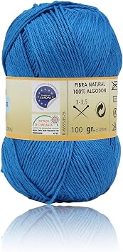 H HANSEL HOME 100% Natural Premium Cotton Yarn   Perfect for Knitting and Crocheting, Ideal for Crochet and Amigurumi, Royal, 100 g, 220 m