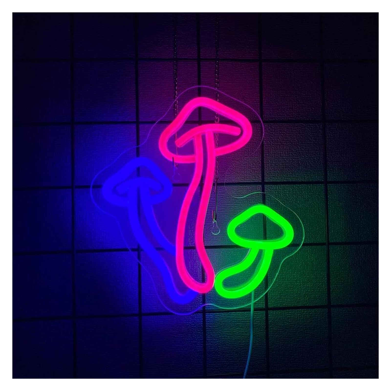 Lemst One Color Signs Lamp Three Mushroom Neon Lights, Used For Bedroom And Game Room Decoration 22.7Cmх20.8cm