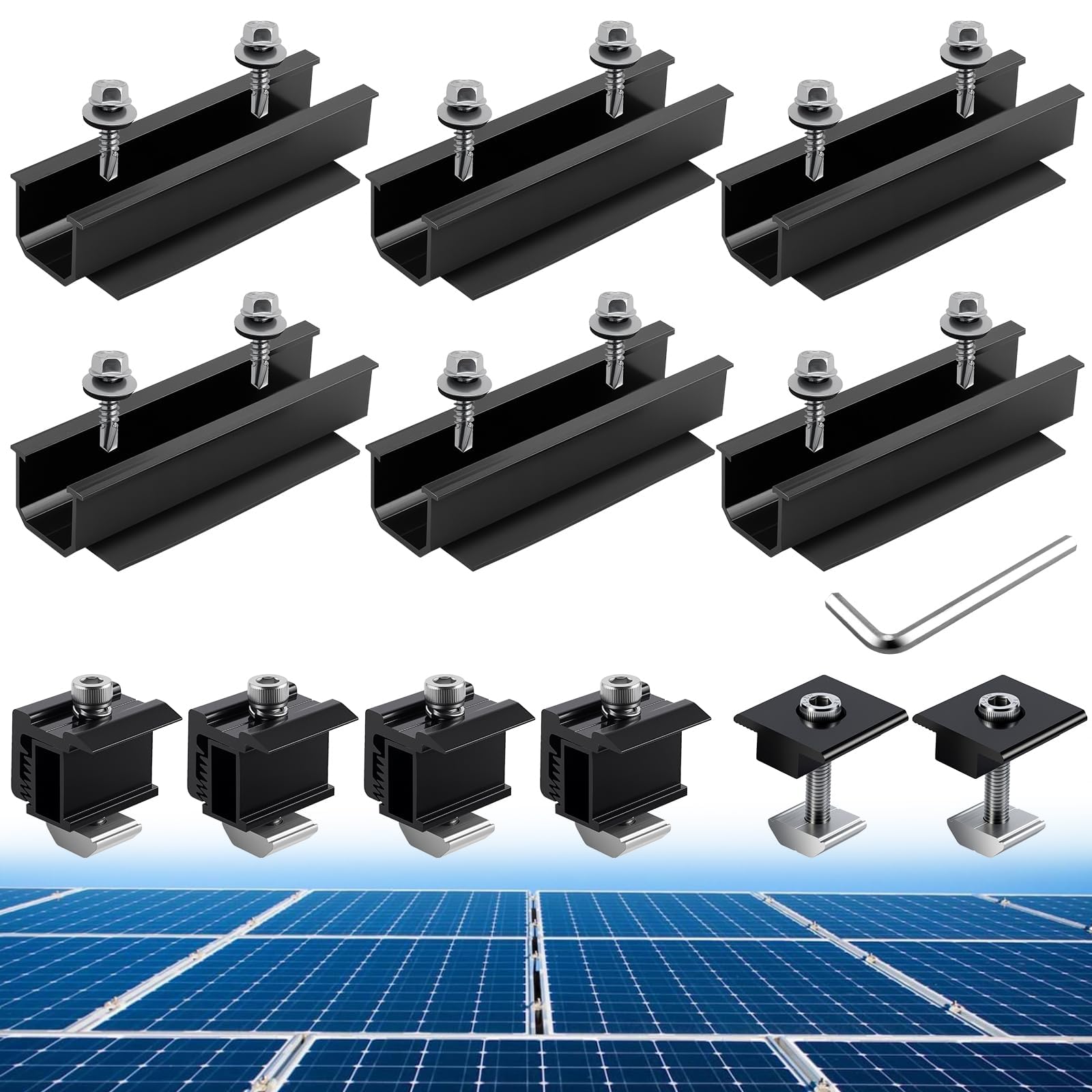 Anbte Kit di supporto per pannello solare per 2 pannelli solari da 30/33/35