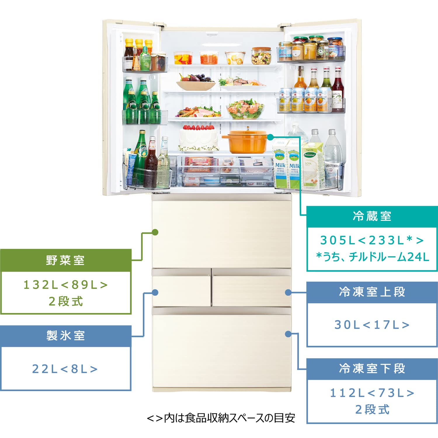 Amazon.co.jp: 東芝 冷蔵庫 幅68.5㎝ 601L ラピスアイボリー GR-U600FH