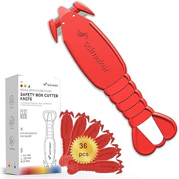 Lobster - Shaped Safety Box Cutter, Portable Stainless Steel Blade Plastic Body Utility Knife for Easy Package Opening , Safety Box Cutter ,Ergonomic Film Cutting Blade, Carton, Shrink Wrap