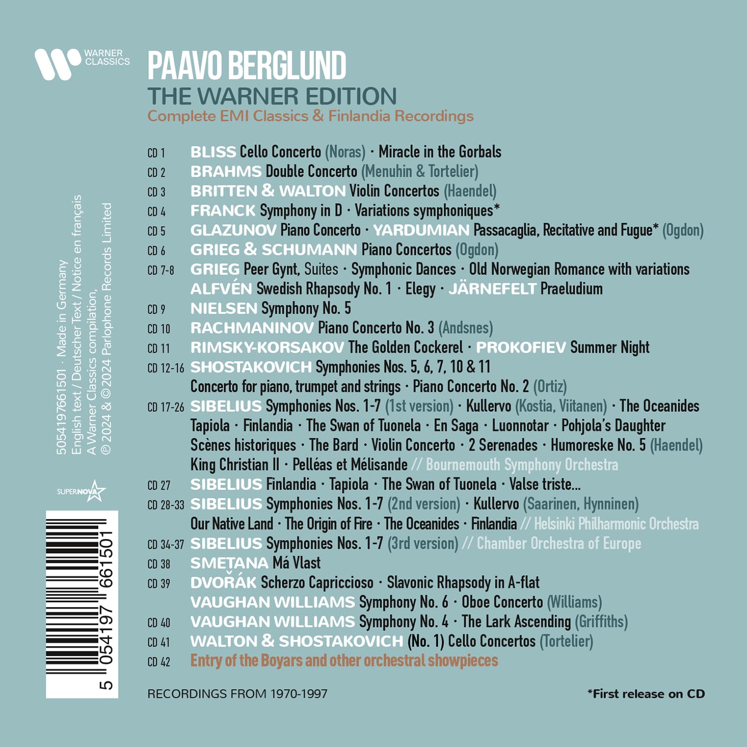 Warner Édition Complete EMI Classics & Finlandia Recordings