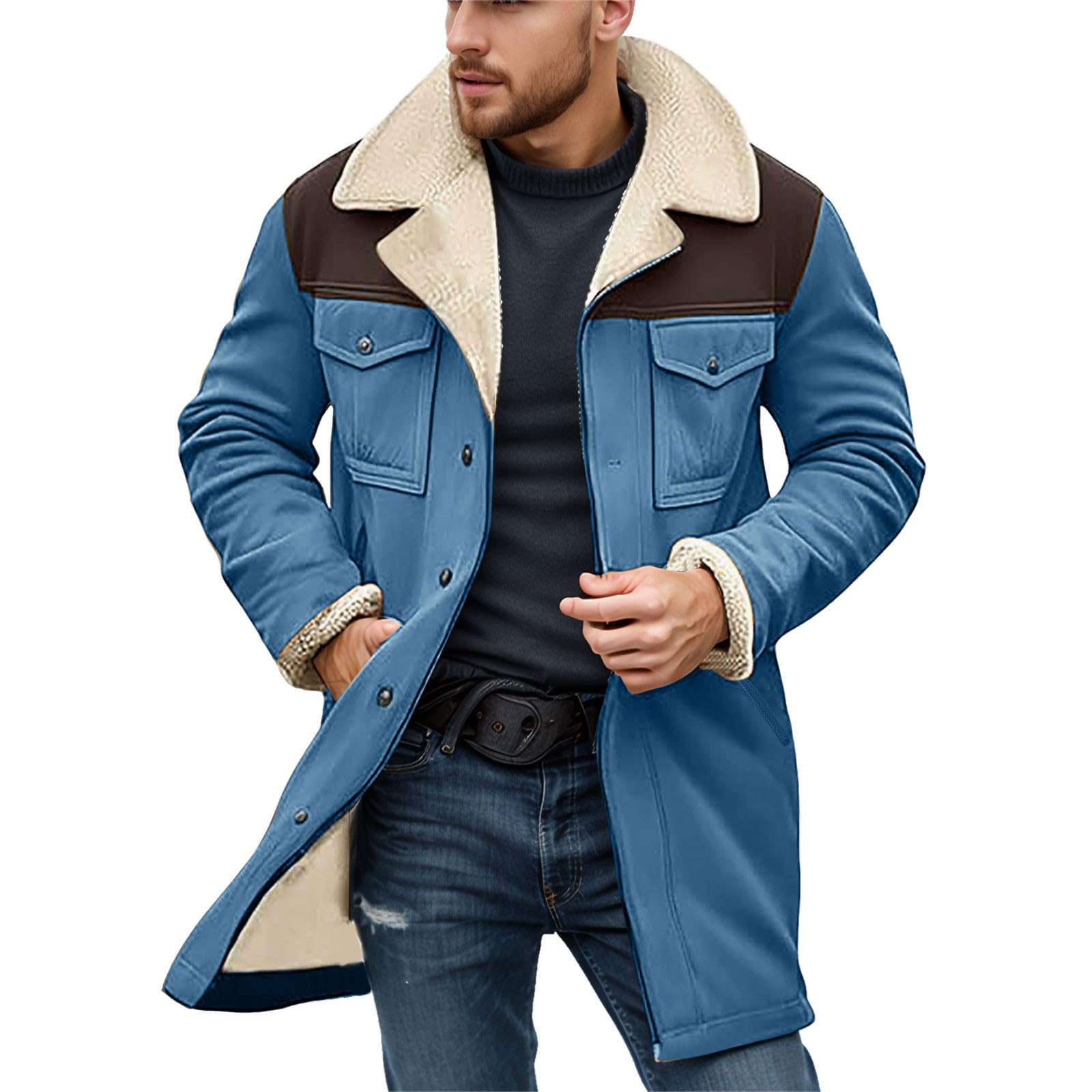 Veste de mi-saison homme doublée polaire avec col rabattu
