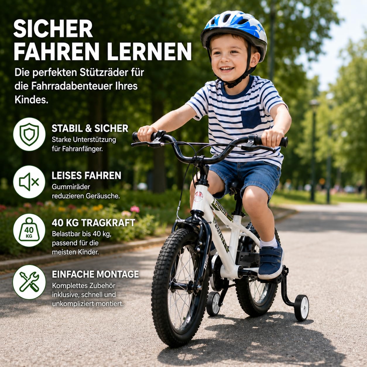 Kinderfahrrad Stützräder aus Kohlenstoffstahl, Universelle Stabilisatoren für 18 20 22 Zoll Fahrräder Sicherheitsunterstützung für Kinder, Inklusive Verlängerungsschrauben für Gangschaltung
