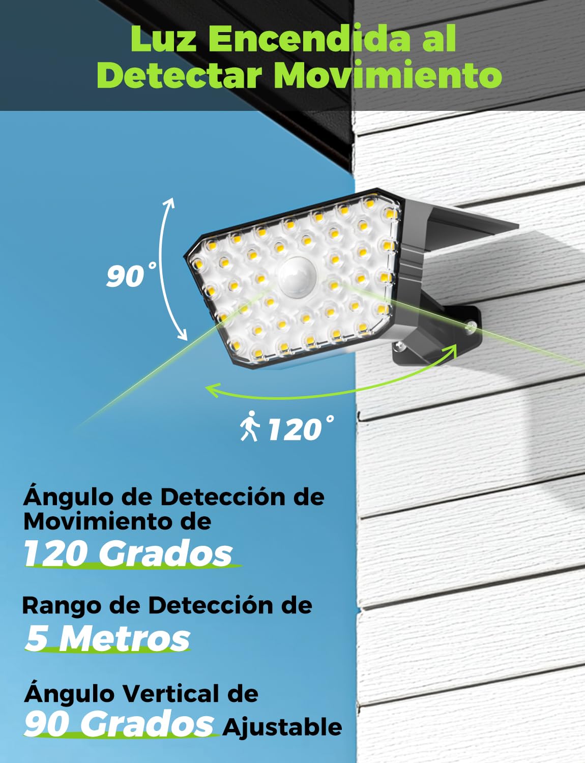 Luces Solares LED Exterior con Sensor de Movimiento, 4 Modos de Trabajo, IP67, Instalación en Pared o Suelo Foco Solar Exterior para Jardín, Patio y Garaje - 4 Piezas (Blanco Cálido)
