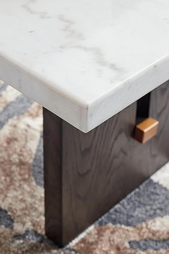 Miniatura 10 de Signature Design by Ashley Burkhaus - Mesa de centro rectangular tradicional con mesa de mármol, marrón oscuro y blanco