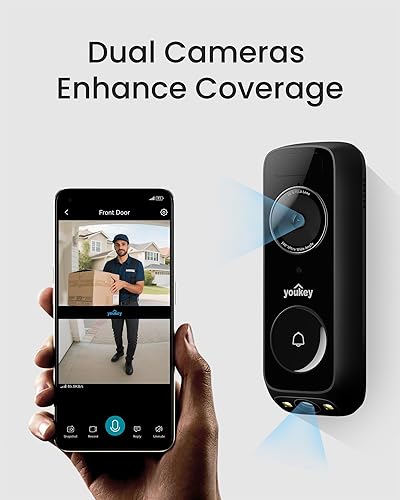 Miniatura 6 de youkey Cámara de timbre con cable con timbre, sin tarifa mensual, timbre con cable 2K con video de la cabeza a los pies, detección de paquetes, WiFi