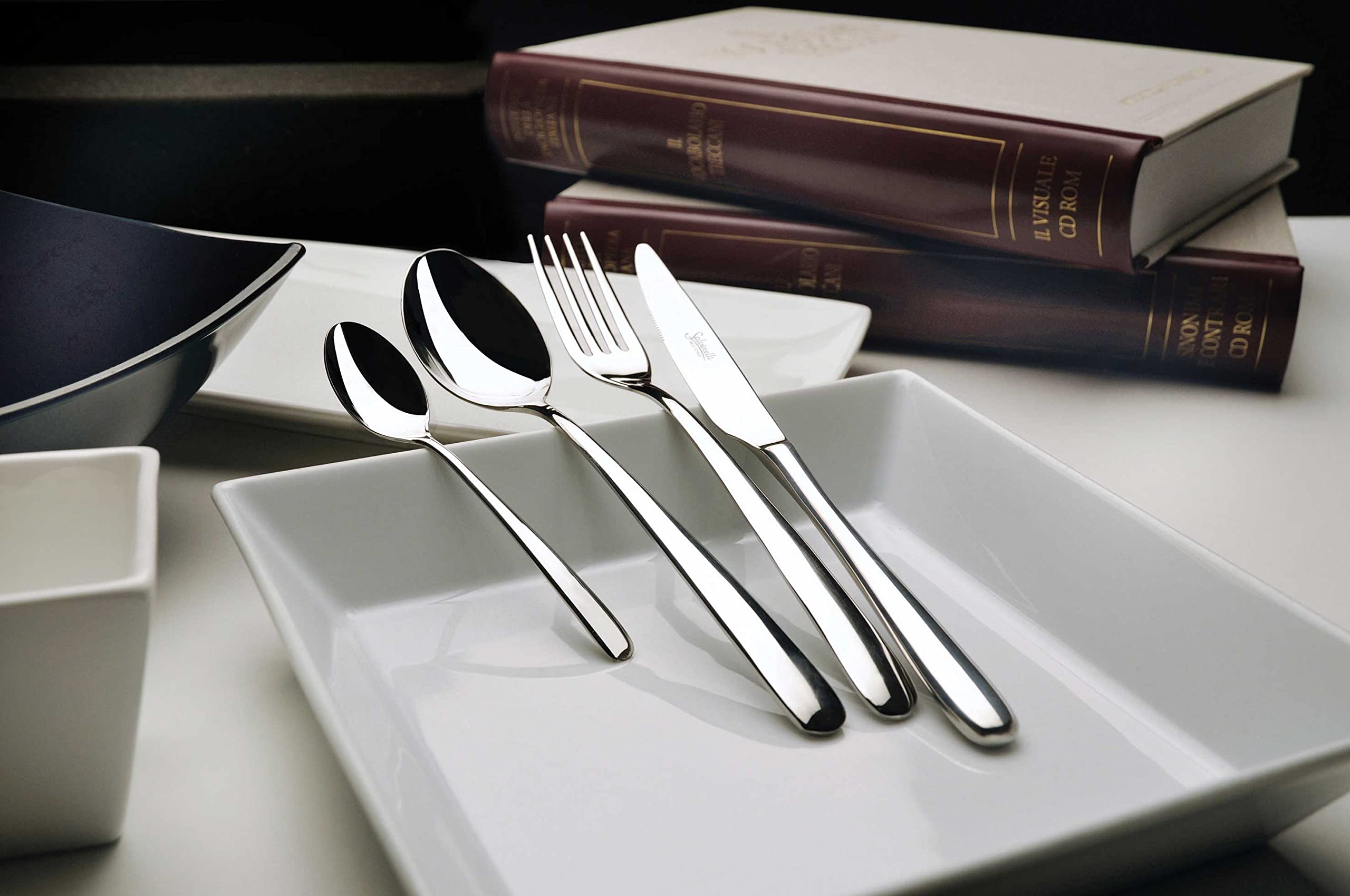 Salvinelli Style Set Forchette da tavola Acciaio Inox 18/10, Forchetta 12 Pezzi, Spessore 2,5 mm, Made in Italy, Finitura Lucida