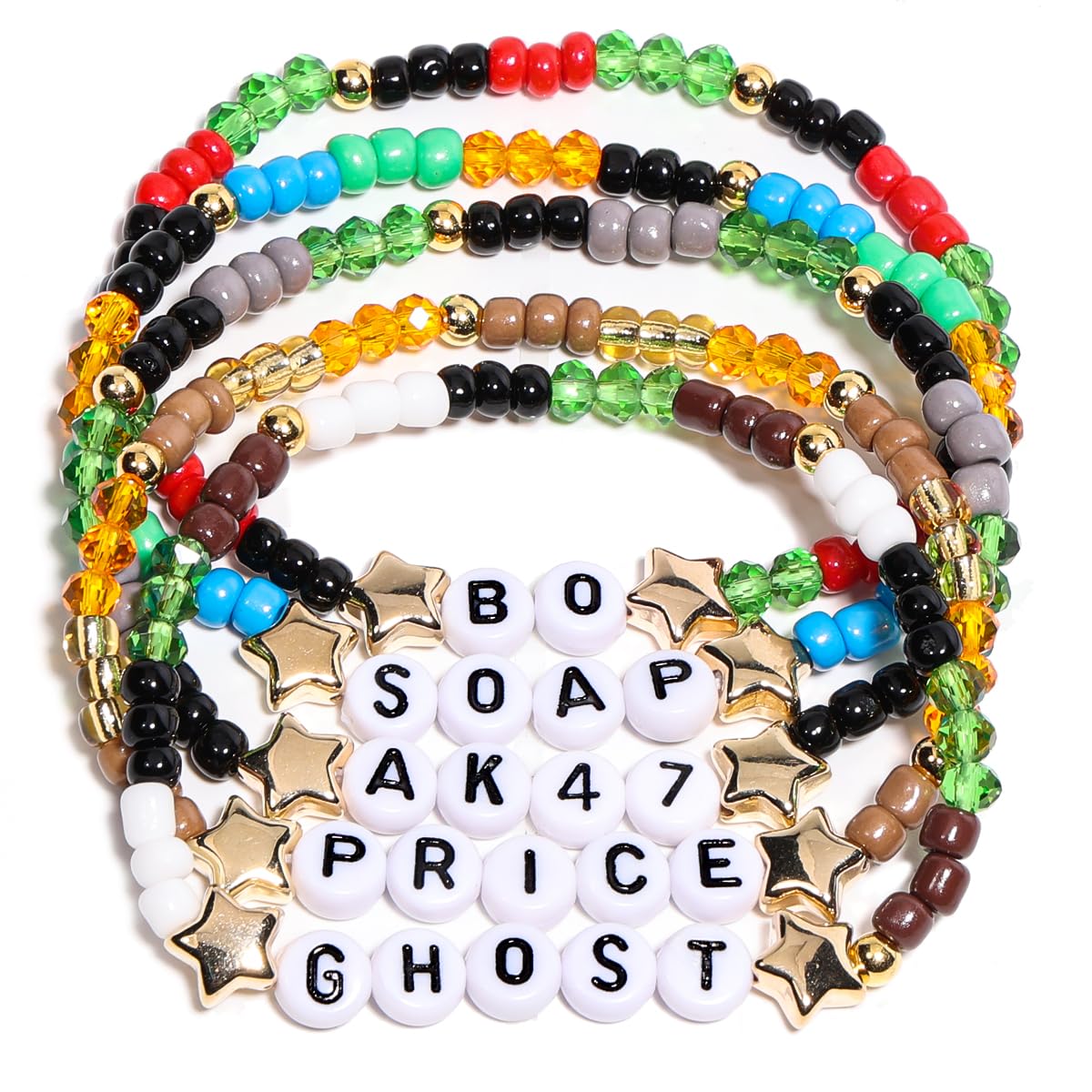 for Call of Duty Merch Gifts Toys Inspired Bracelets 5 Pcs Stackable Stretch Beaded Friendship Bracelets Shirt Figure Poster Sticker Merchandise Gifts for Fans Women Birthday Christmas