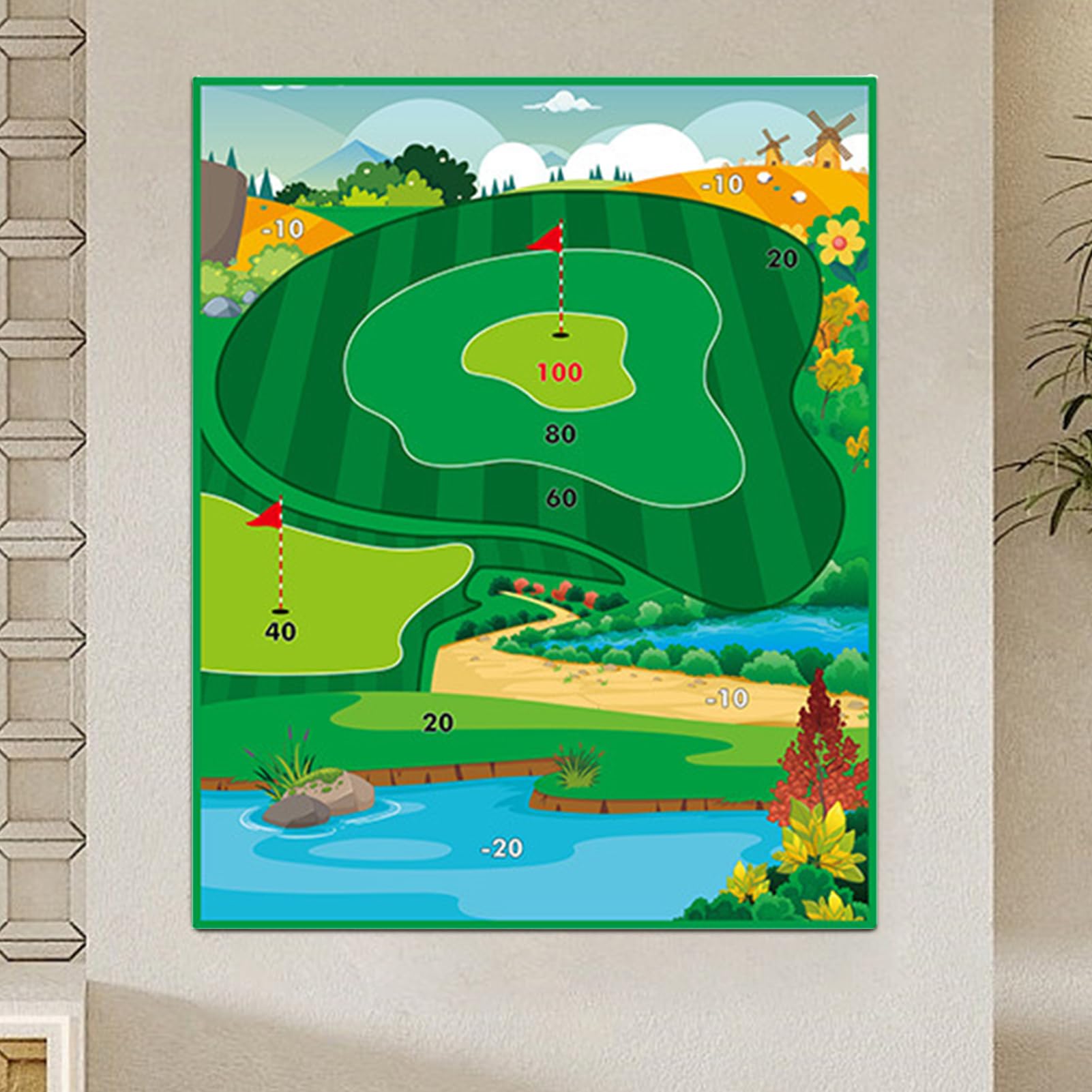 Battle Golf Chipping Game, mata do ćwiczeń dla dzieci, interaktywny zestaw treningowy z putterem i zieloną matą do użytku wewnątrz