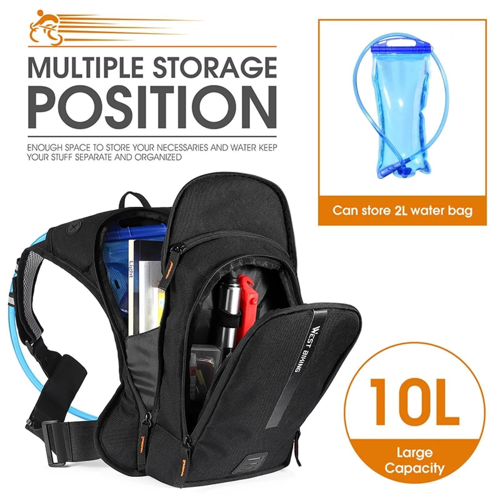 Sac à dos de vélo ultraléger 10 L Sac à dos d'hydratation de sport ergonomique Sac à eau de cyclisme Sac d'escalade en plein air