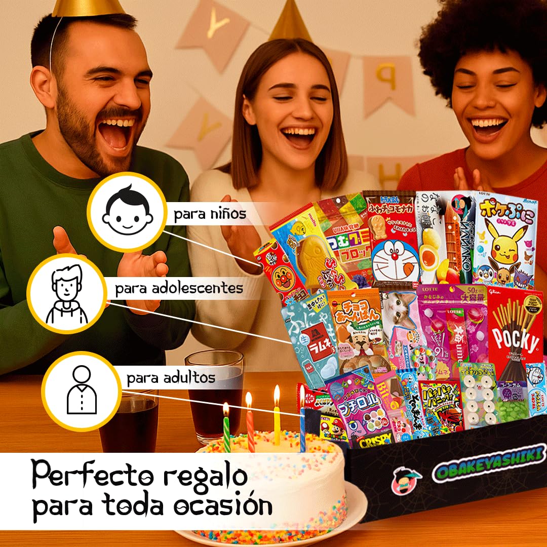 JapanBox Edición Especial Chuches Japonesas Sorpresa Premium Surtido Dulces Caramelos Exóticos Chocolate OBAKEYASHIKI
