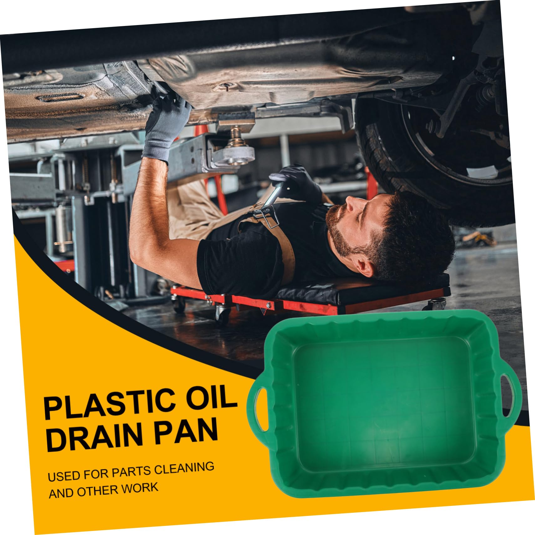 Bac de Vidange D'huile Moteur Vert en Plastique Épais pour Réparation Auto