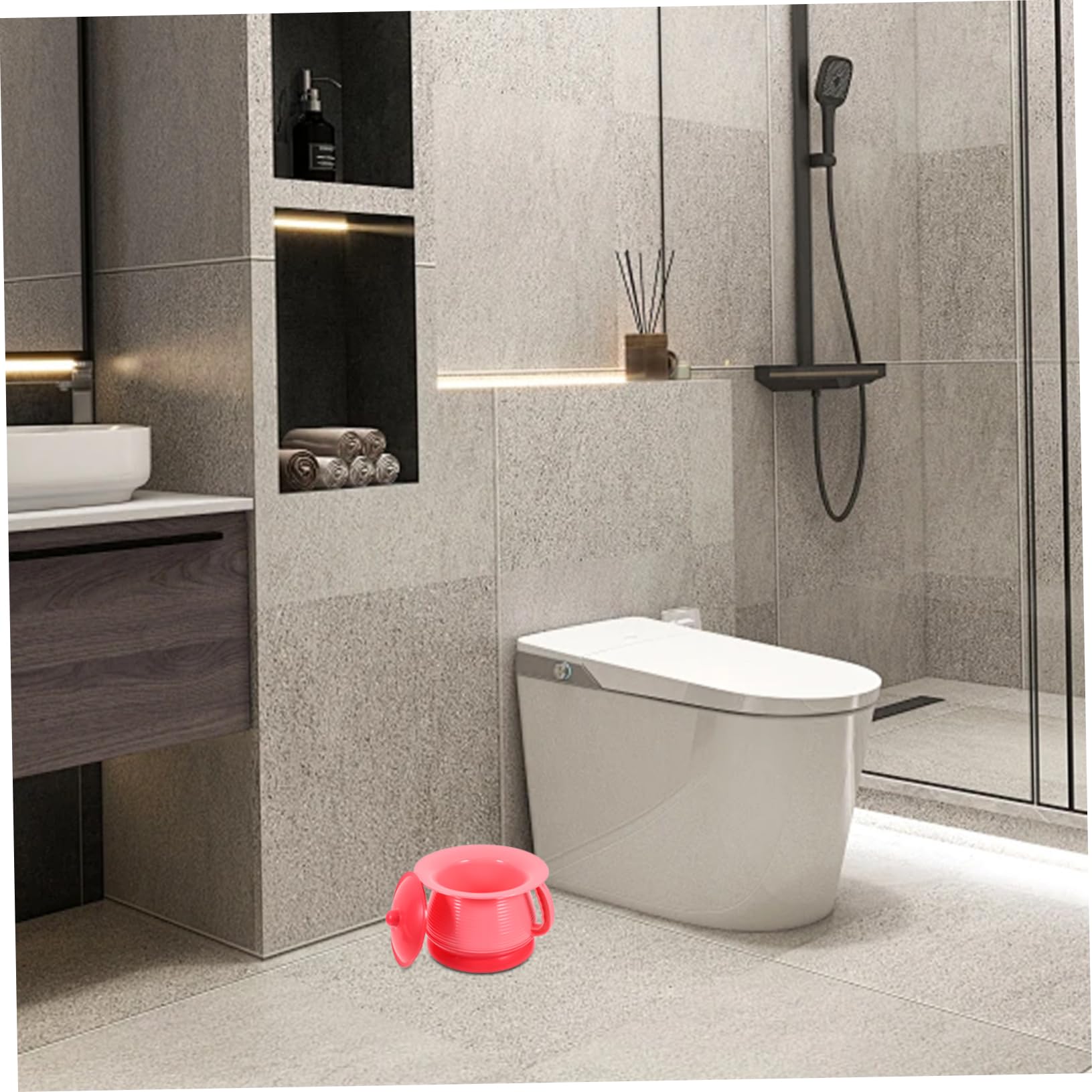 2 Pezzi Toilette per secchio per vasino da viaggio pentola ciotola dell'urina secchio per orinatoio secchio per comò orinali vaso da toilette plastica rosa