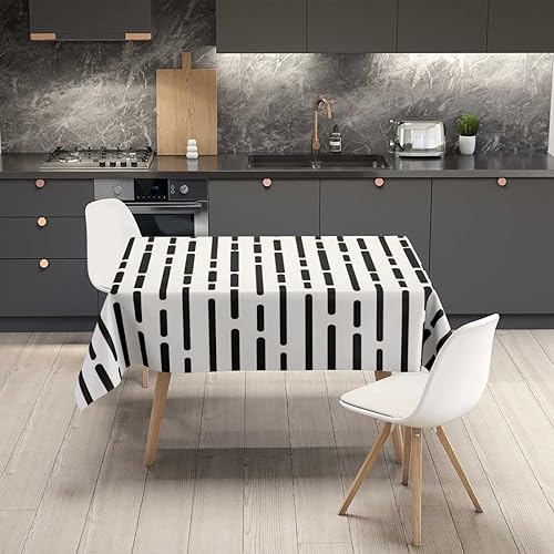 Miniatura 2 de Mantel blanco para mesa rectangular de geometría de celosía, cubierta moderna para bodas, vacaciones, fiestas, 60 x 60 pulgadas