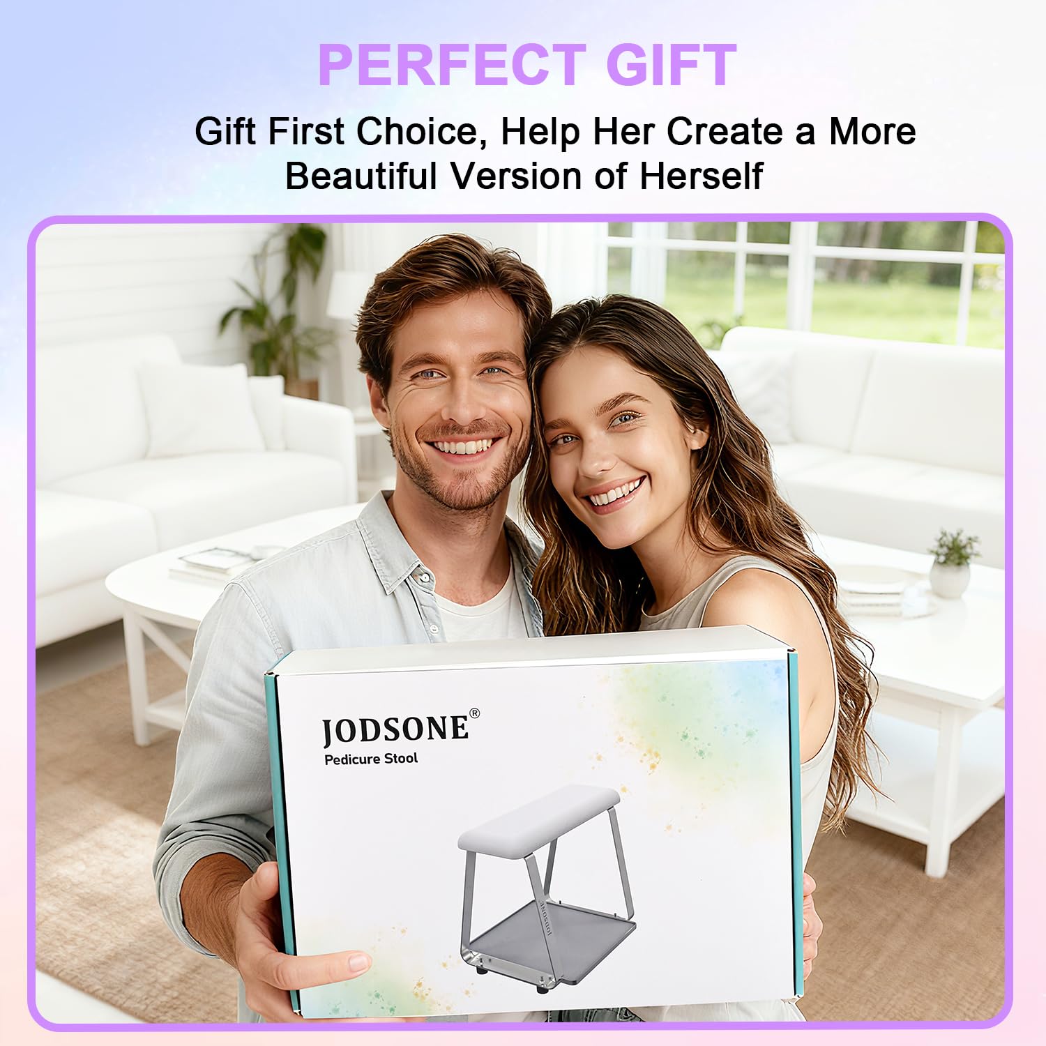 JODSONE Pedicure Foot Rest with a Soft Cushion,Treat Your Feet,Pedicure for Easy at Home,No More Bending or Stretching,Stainless Steel Foot Stand,Sturdy and Long-lasting