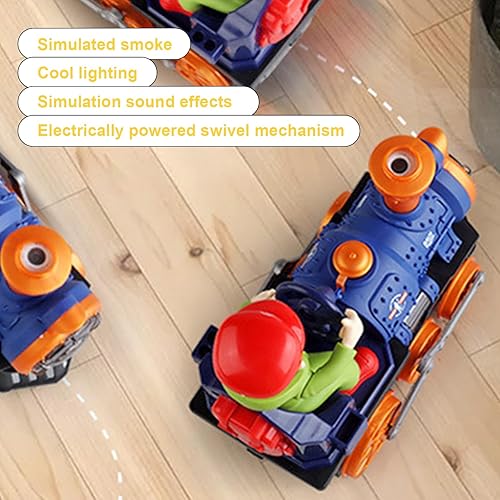 Miniatura 4 de Juguete de tren de vapor a pilas, trenes interactivos para evitar obstáculos, juguetes musicales con luces, sonidos, regalos para niños y niñas a