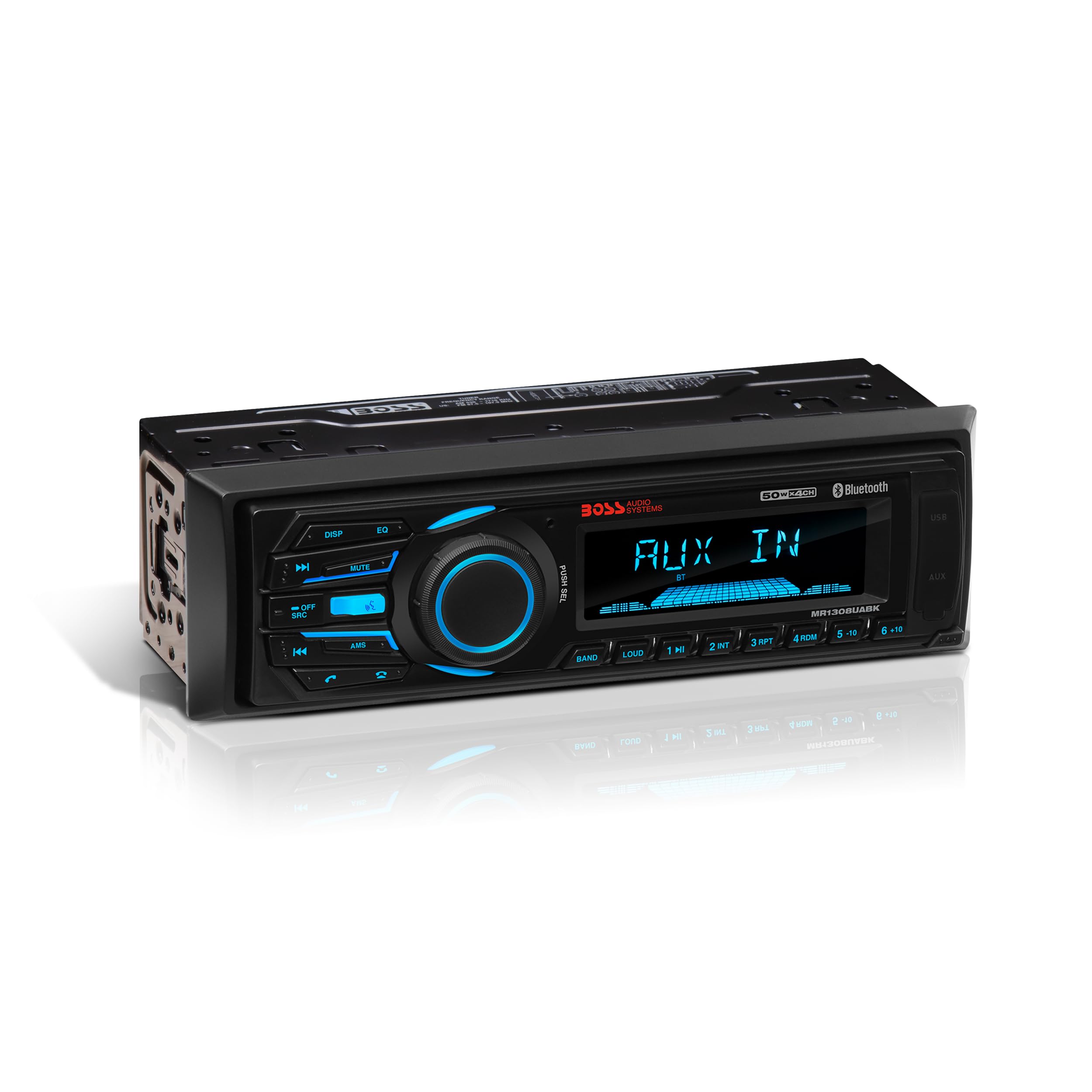 BOSS Audio Systems MR1308UABK Marine Boat Stereo – Single Din, Bluetooth, No CD DVD Player, AM/FM Radio Receiver, Aux-in, USB