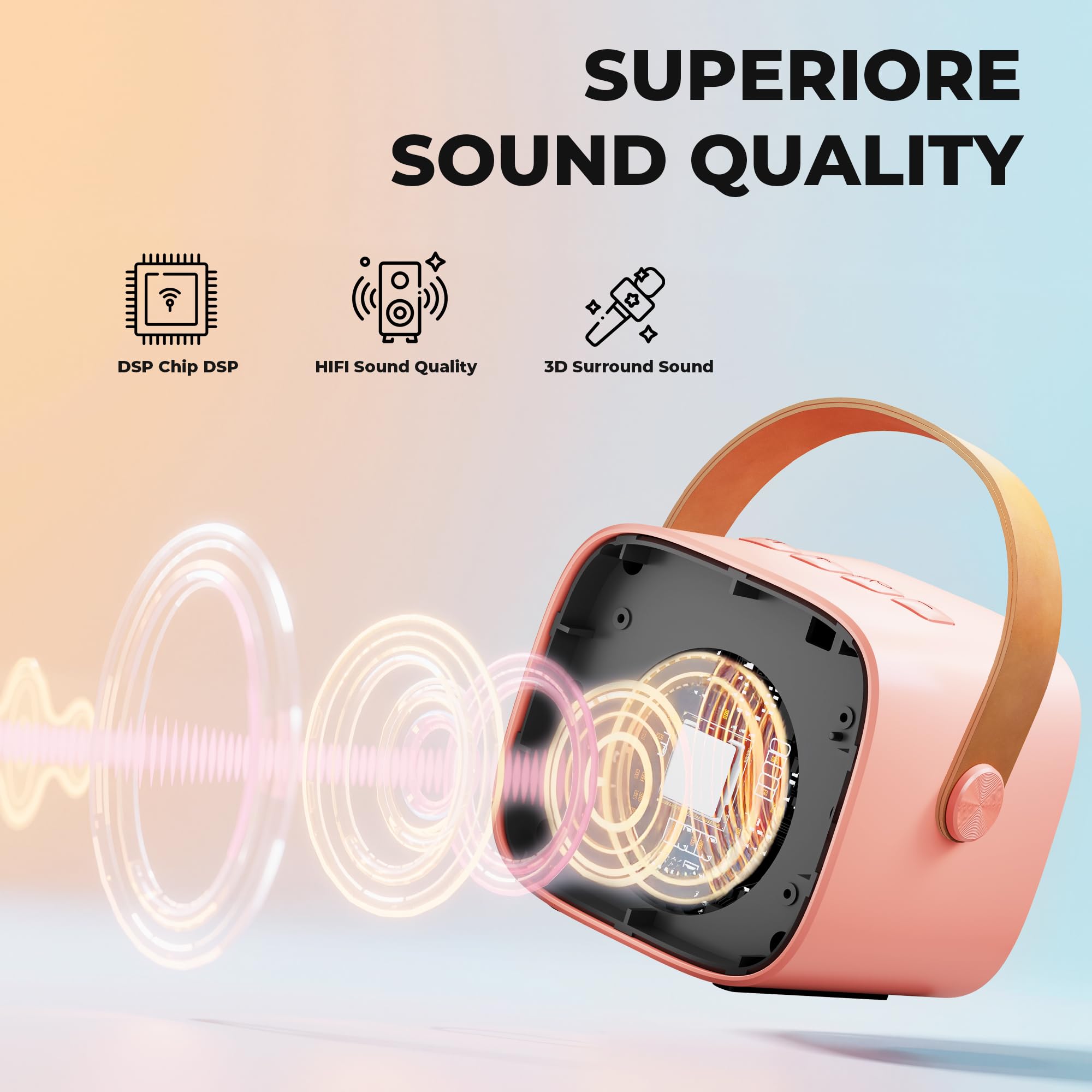 Ankuka Karaoke per Bambini Karaoke con Microfono Karaoke Cassa Bluetooth con 2 Microfoni, Regalo Bambina Giochi Bimba Regalo Compleanno per 3, 4, 5, 6, 7, 8, 9,10,11,12+ Anni (Rosa)