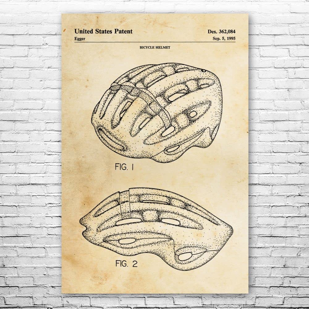 Bike Helmet Patent Print Poster (11x14) Cycling Gifts, Sports Posters, Bicycle Art, Dad Gifts, Gift For Wife, Garage Wall Art, Sports Decor: Posters & Prints