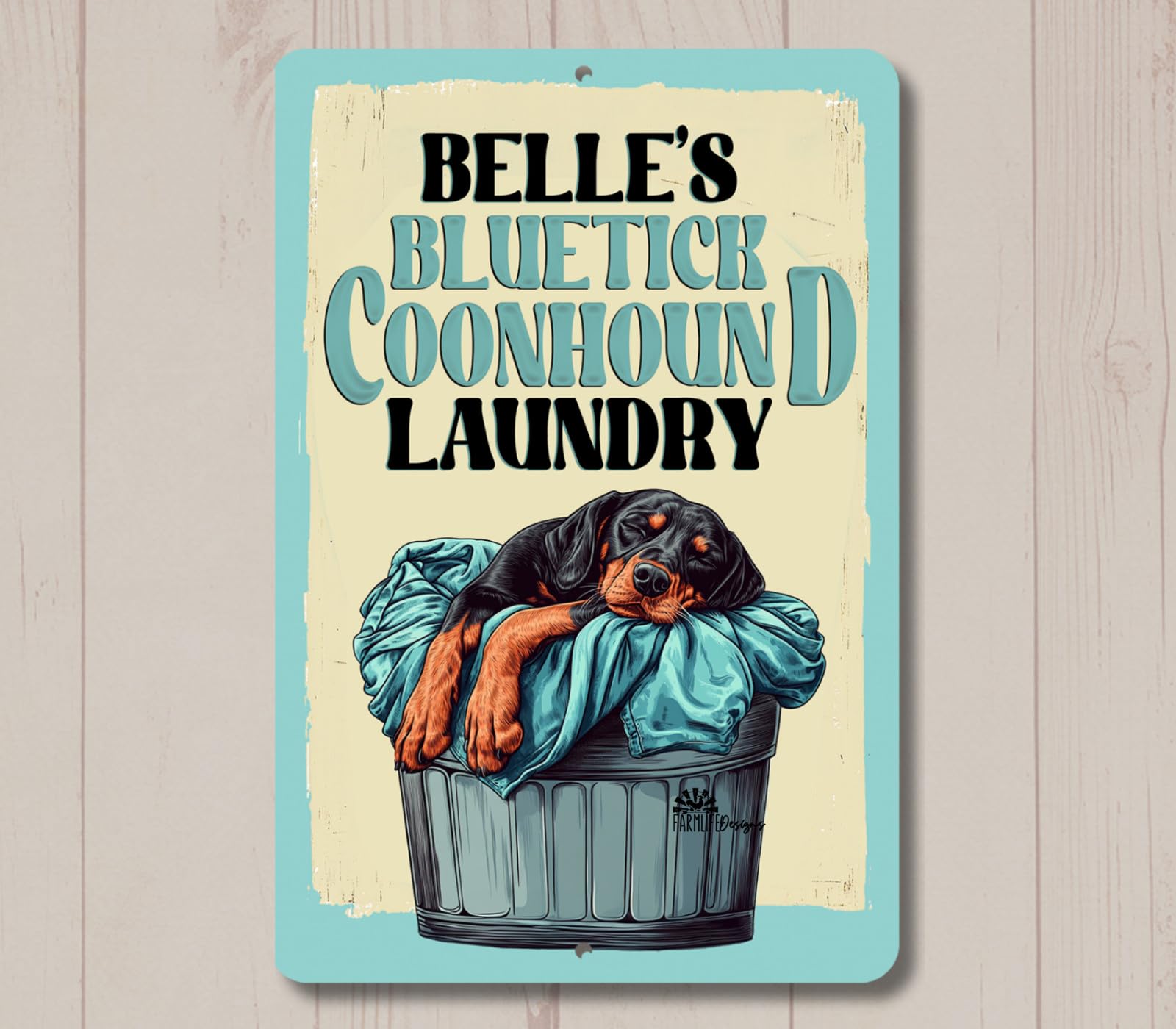 Bluetick Coonhound Custom Laundry Room Sign coon hound dog coondog metal tin home decor