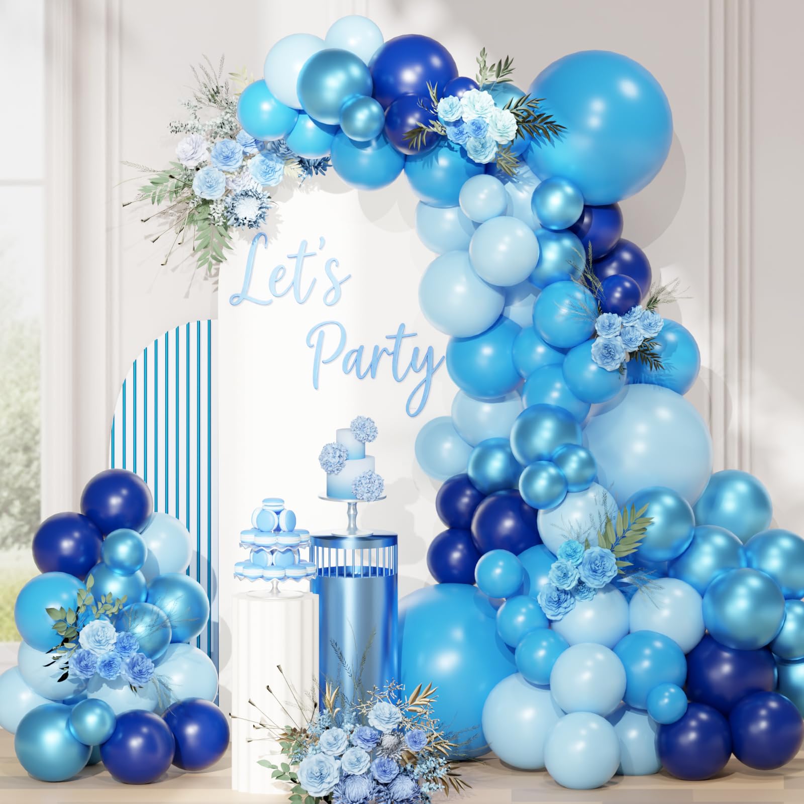 QIFU Blue Balloon Arch Kit, 113 Pcs Navy Blue Balloons Arch Kit with Bluey Birthday Balloons for Men Boys Birthday Party Decoration Baby Shower Boys Confirmation Decorations Graduation Gender Reveal — image 1