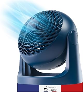 Woozoo® by Ohyama Powerful Quiet Fan / Table Fan Made in France 31 W 360° Rotation 3 Speeds For 23 m² Area - Woozoo PCF-HE18 - Blue Navy