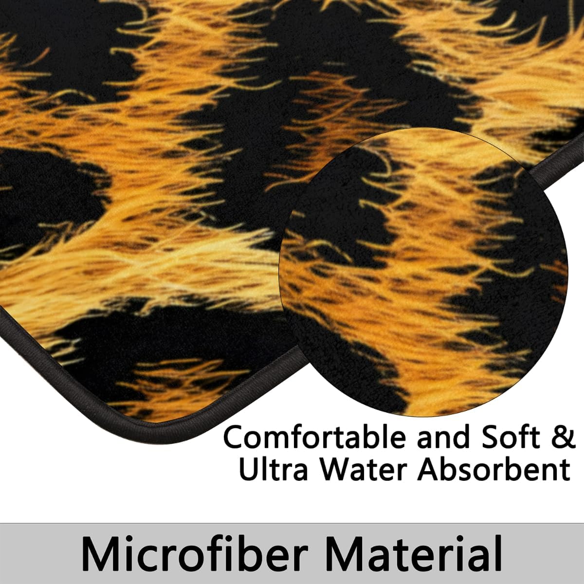 Animal Print Leopard Skin Bathroom Rugs Sets 2 Piece, Leopard Print Absorbent Microfiber Bath Rugs and U-Shaped Toilet Rug, Non Slip Washable Bath Mats for Bathroom Bath Tub