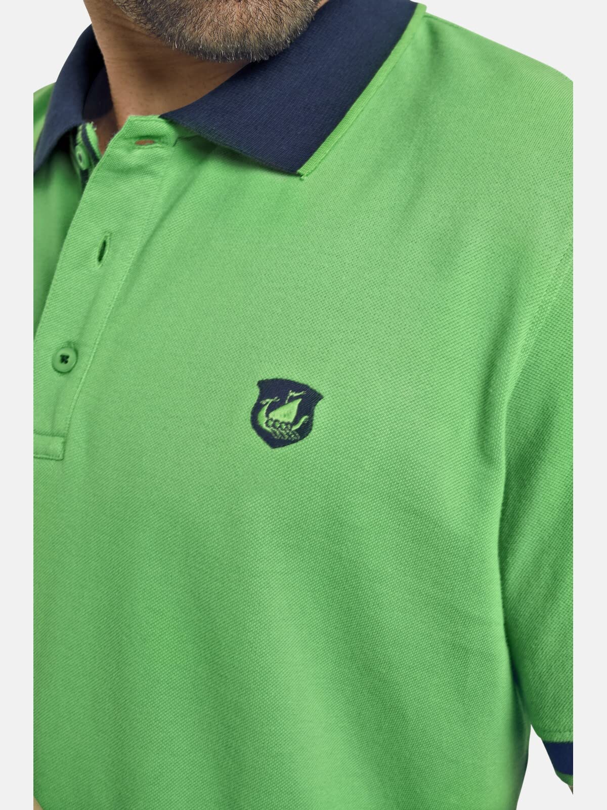 Jan Vanderstorm Herren Poloshirt Lavrans | kurzarm Polo-hemd aus 100% Baumwolle Pikee und Polokragen, Logo-Stickerei und Kontrastfarben, große Größen L-7XL