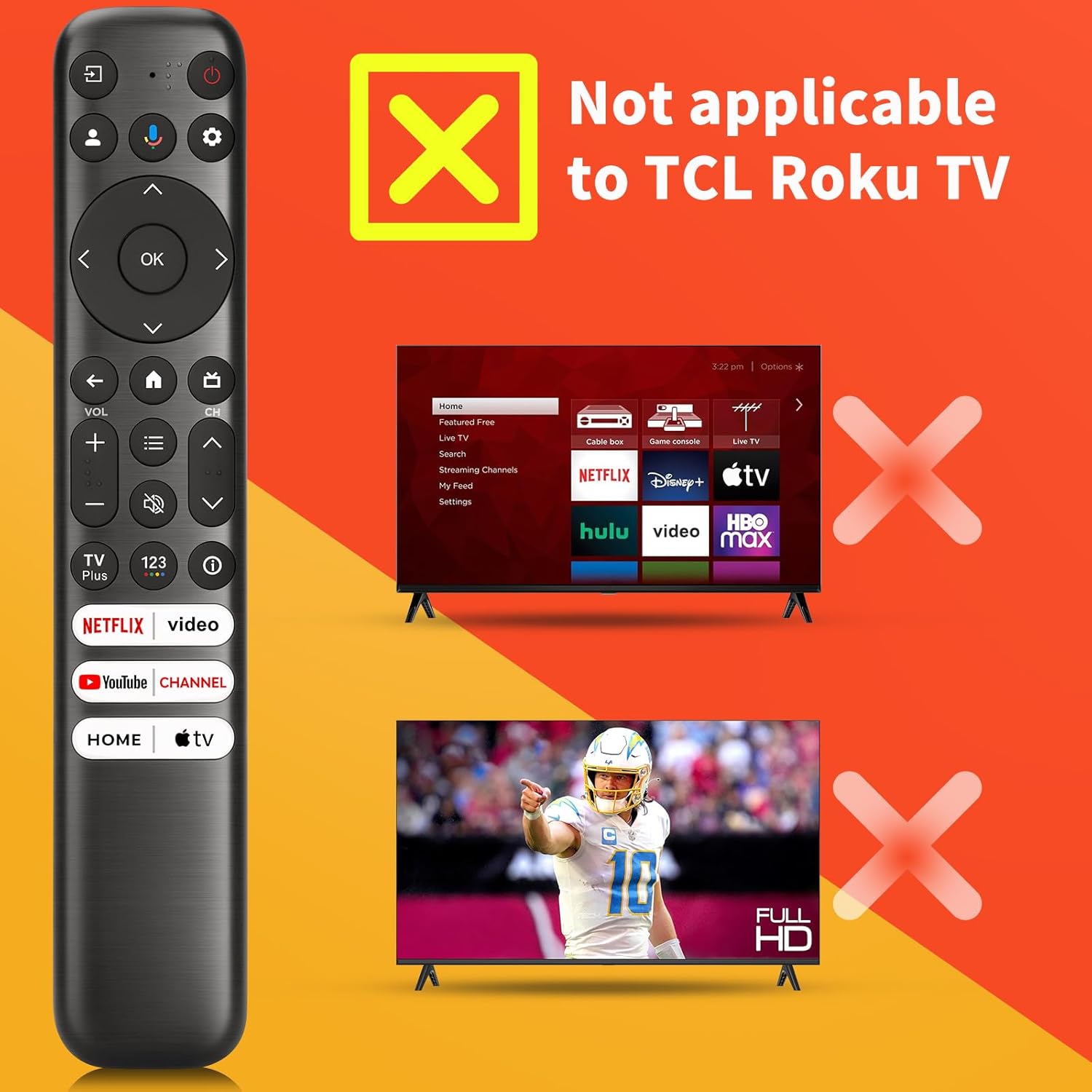 Warning: Not applicable to TCL Roku TV