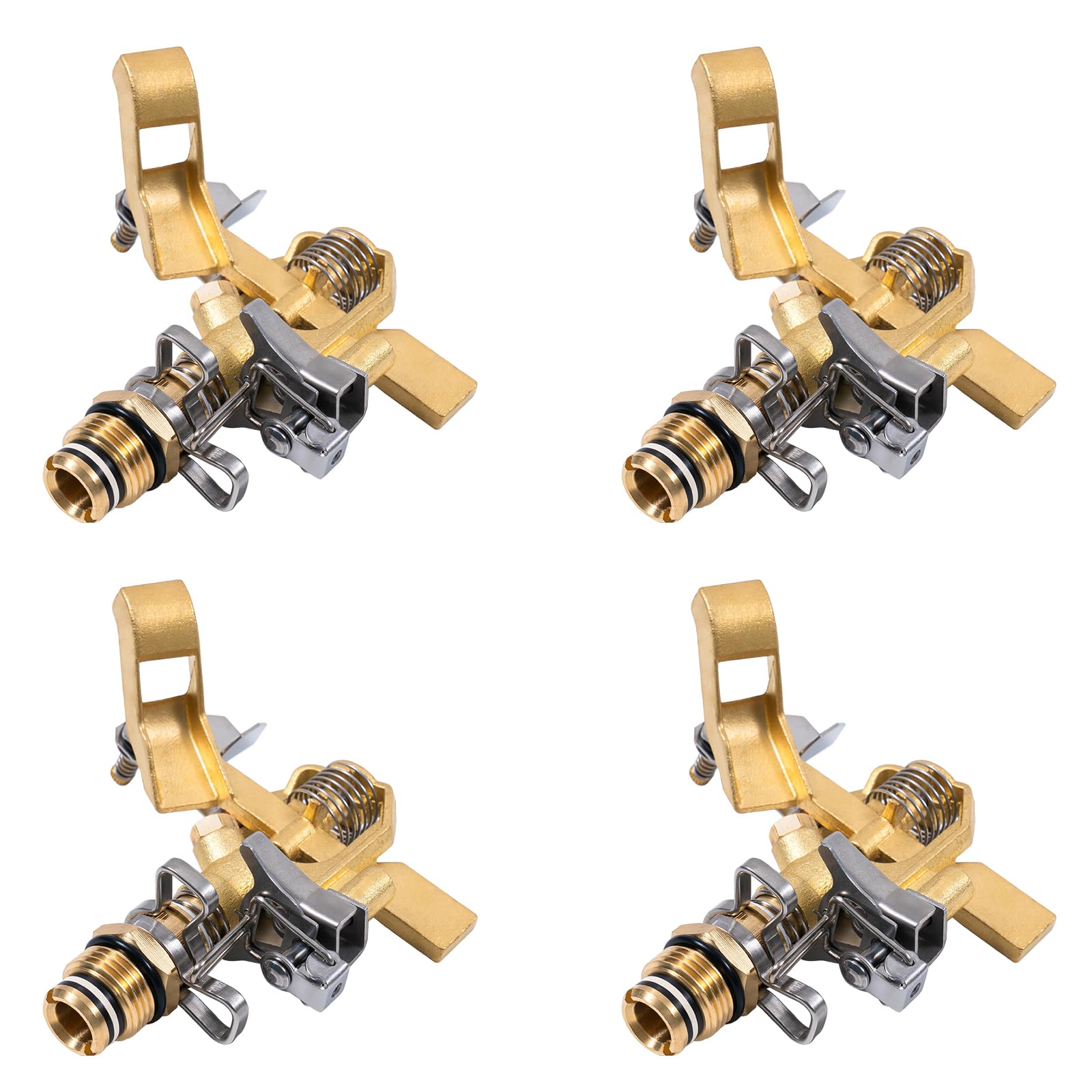 4 cabezales de aspersor de impacto de latón de 1/2 pulgada, aspersor de riego resistente, rociador de patrón ajustable de 0 a 360 grados para riego de áreas grandes, patio, jardín