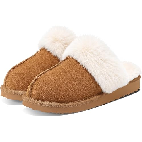 Litfun Fuzzy Memory Foam Slippers for Women Indoor Outdoor House Shoes