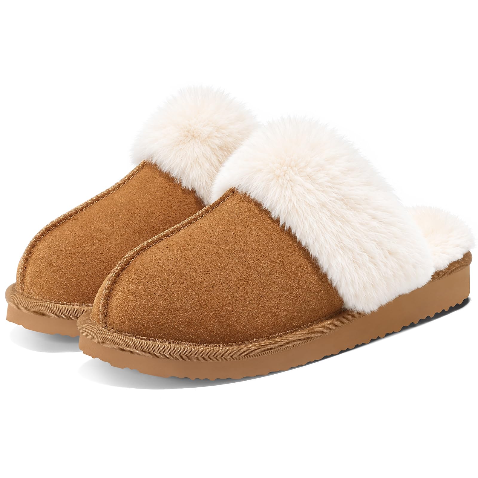 Fuzzy Memory Foam Slippers for Women Indoor Outdoor House Shoes