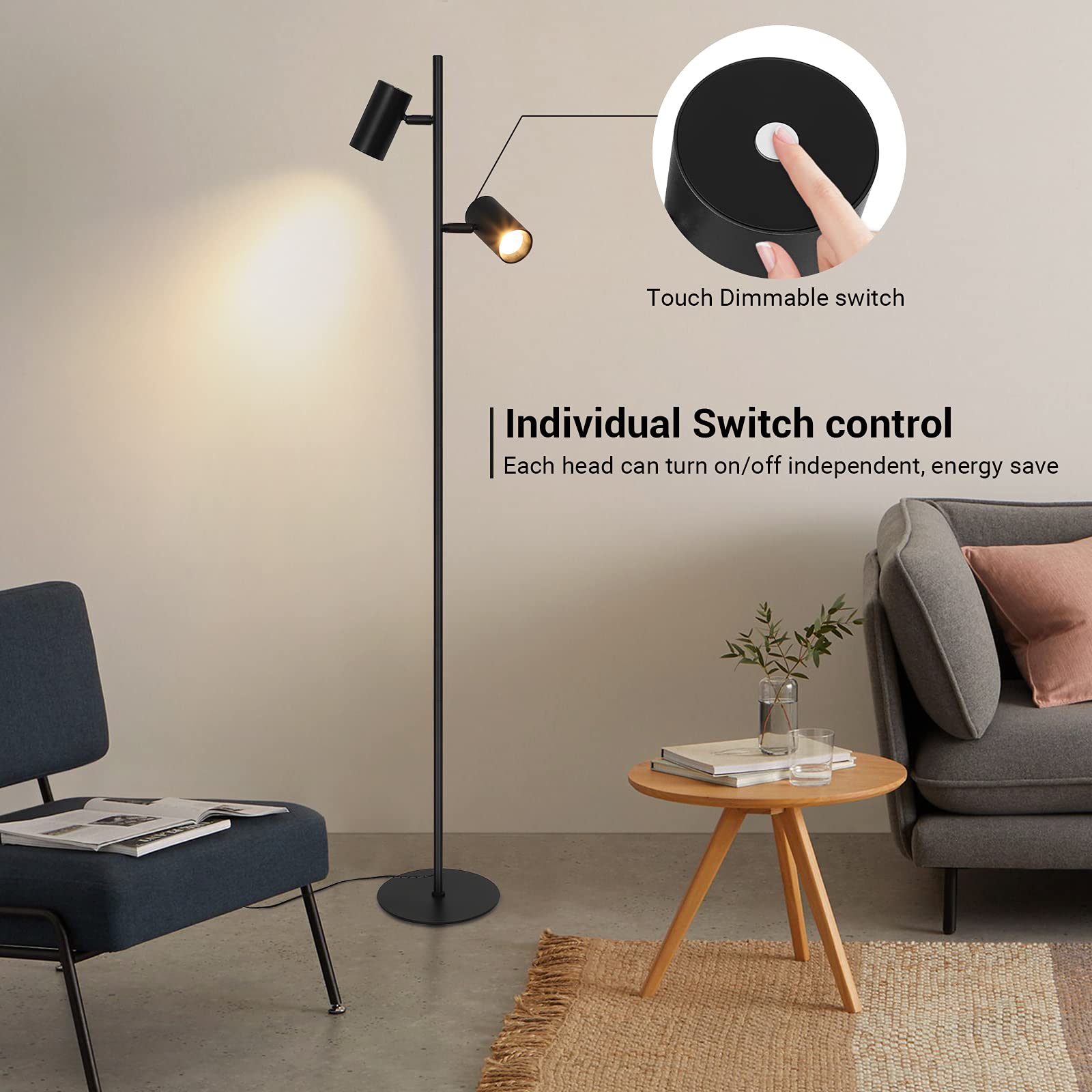 Buy EDISHINE Floor Lamp, Dimmable Industrial Floor Lamp with Adjustable