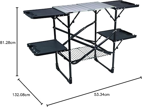 Miniatura 8 de Puesto de GCI Outdoor plegable para cocinar al aire libre con estante para almacenamiento y 4 mesas auxiliares plegables multiusos