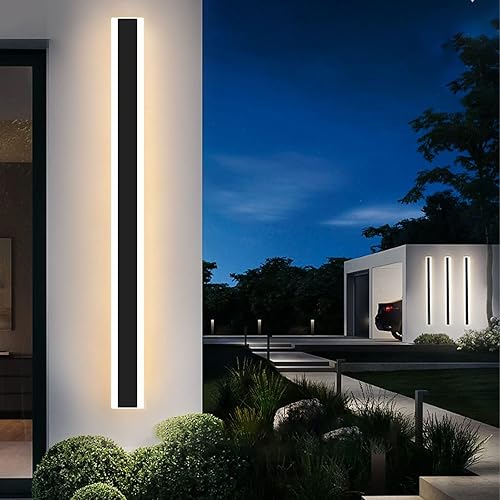 Miniatura 8 de Moderna lámpara de pared LED resistente a la lluvia para exteriores, luz blanca cálida de 47 pulgadas, 3000 K, luz de pared acrílica de tira larga
