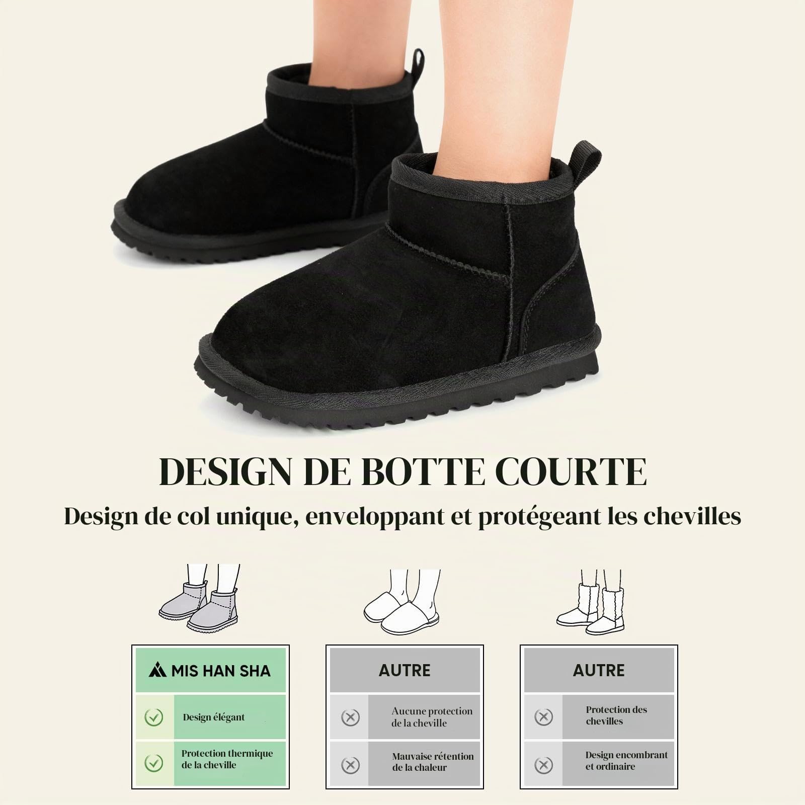 Mishansha Bottines d'hiver pour Enfant Chaudes GR.24-36