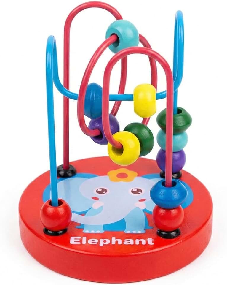 Brinquedo Educativo Aramado Montessoriano Montanha Russa Circular Infantil Coordenação Motora Cores e Formas (Vermelho Elephant)