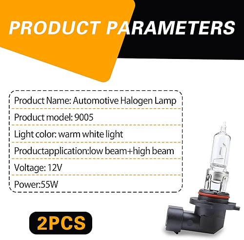 Miniatura 2 de Tesnaao Paquete de 2 bombillas halógenas para automóvil, 12 V 55 W, lámparas de cuarzo para automóvil, reemplazos de bombillas duraderos,